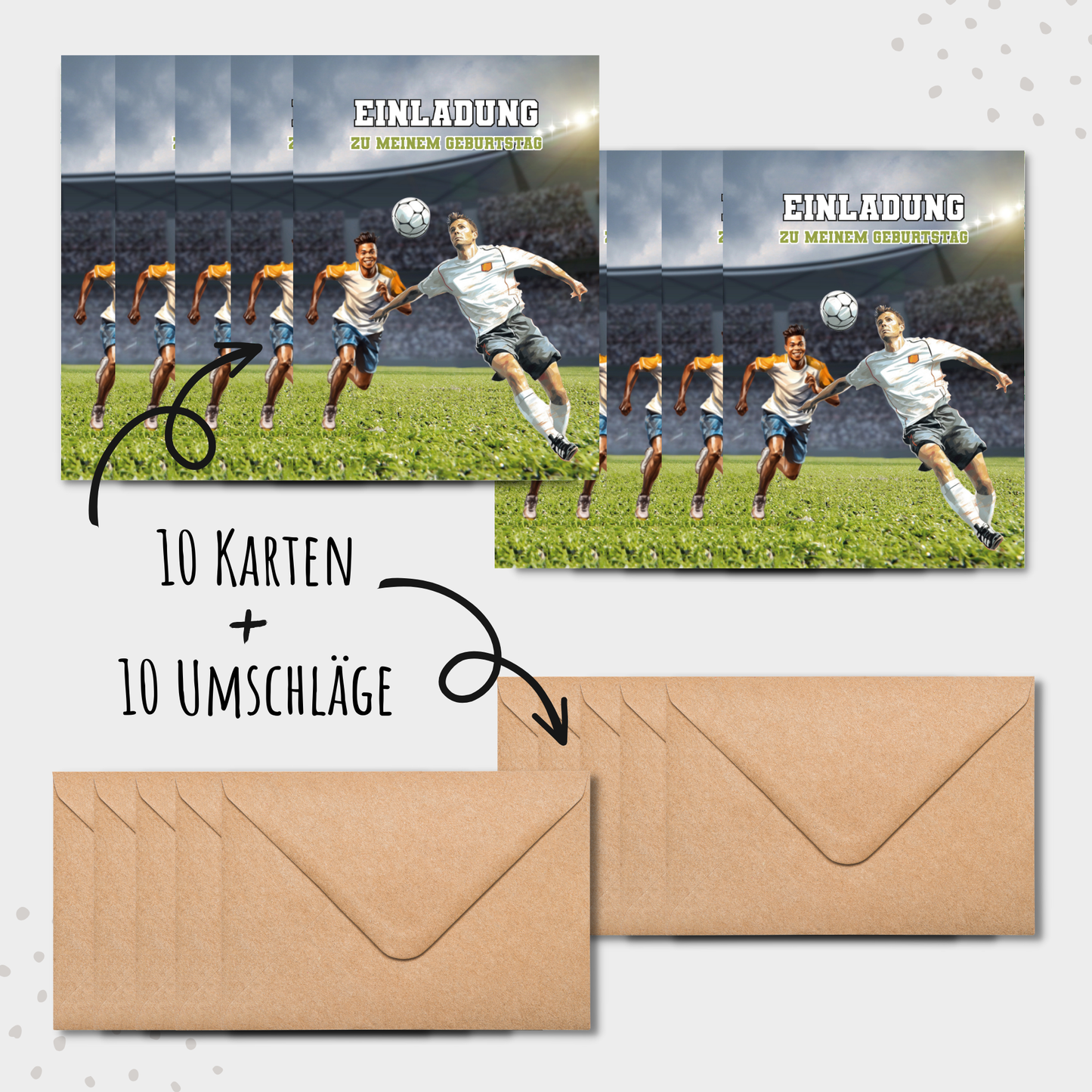 10 Einladungskarten Kindergeburtstag inkl. Umschläge | Fußball