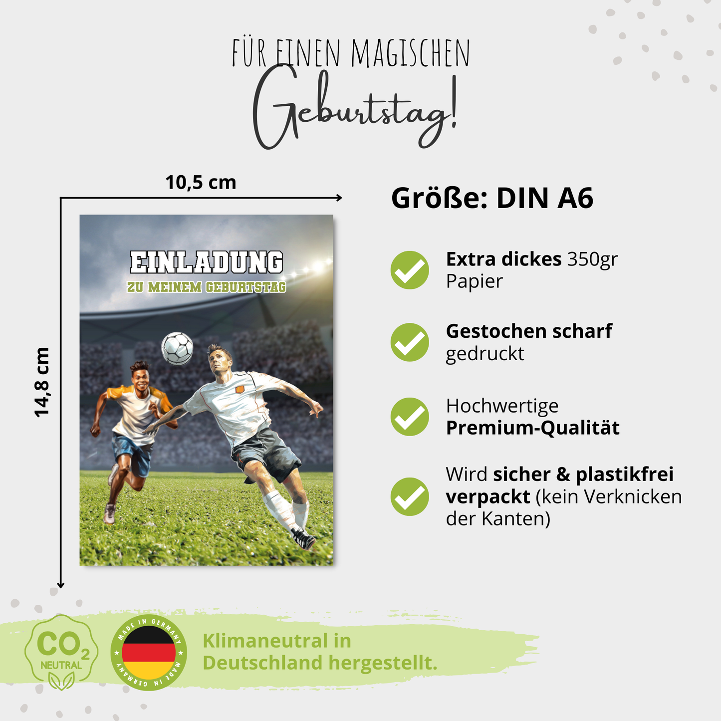 10 Einladungskarten Kindergeburtstag inkl. Umschläge | Fußball