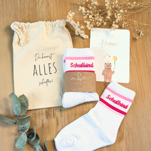 Schulkind Socken Pink | Geschenk zur Einschulung