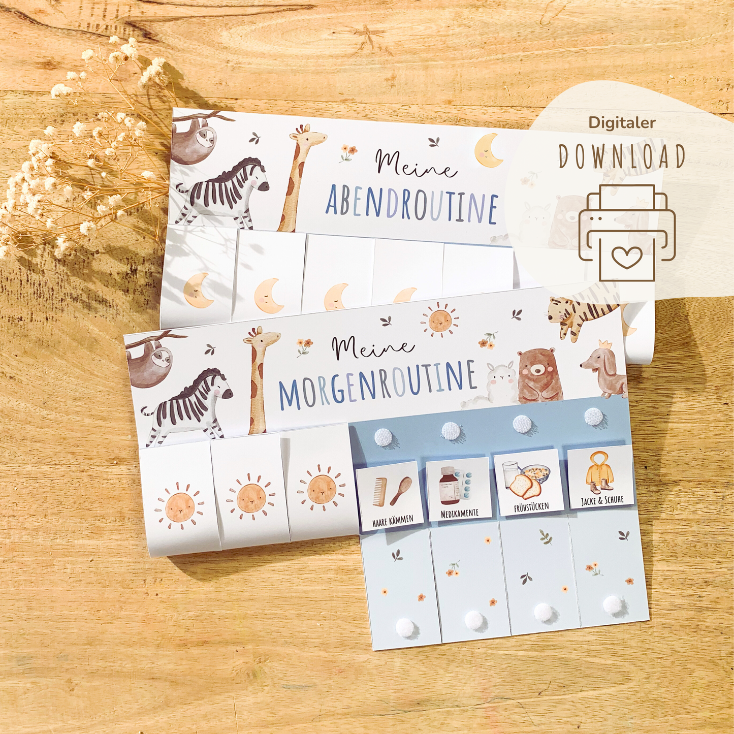 Morgen- & Abendroutine für Kinder | zum sofort Ausdrucken | Boho