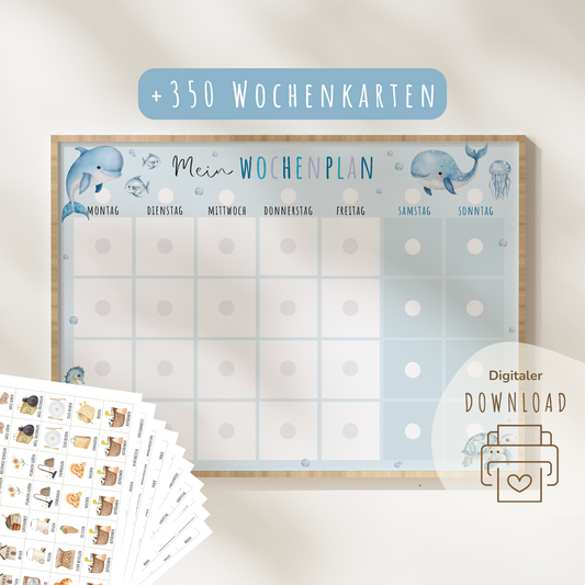 Wochenplan für Kinder | Montessori | zum Ausdrucken | Unterwasserwelt
