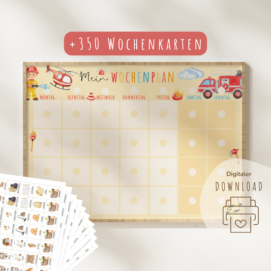 Wochenplan für Kinder | Montessori | zum Ausdrucken | Feuerwehr