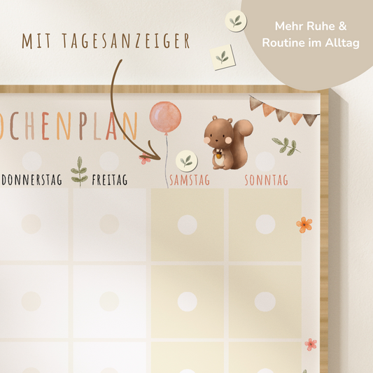 Wochenplan für Kinder | Montessori | zum Ausdrucken | Süße Tiere