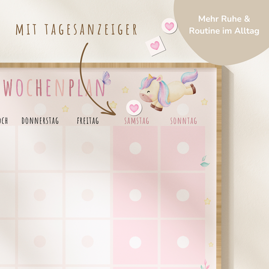 Wochenplan für Kinder | Montessori | zum Ausdrucken | Einhorn