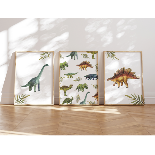 Kinderzimmerposter | 3er Set A4 | Dino Poster