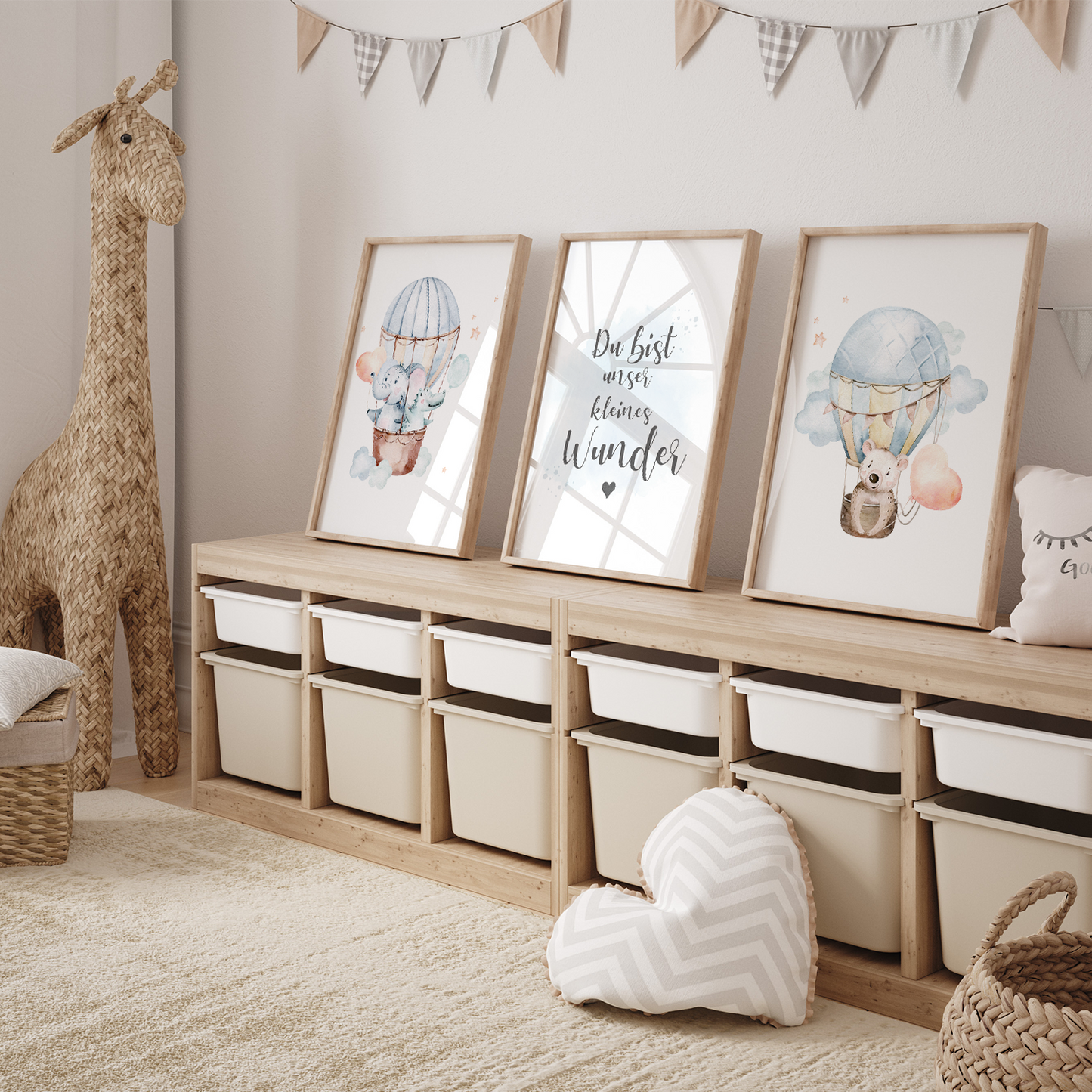 Kinderzimmer Poster | 3er Set A4 | Elefant & Kroko