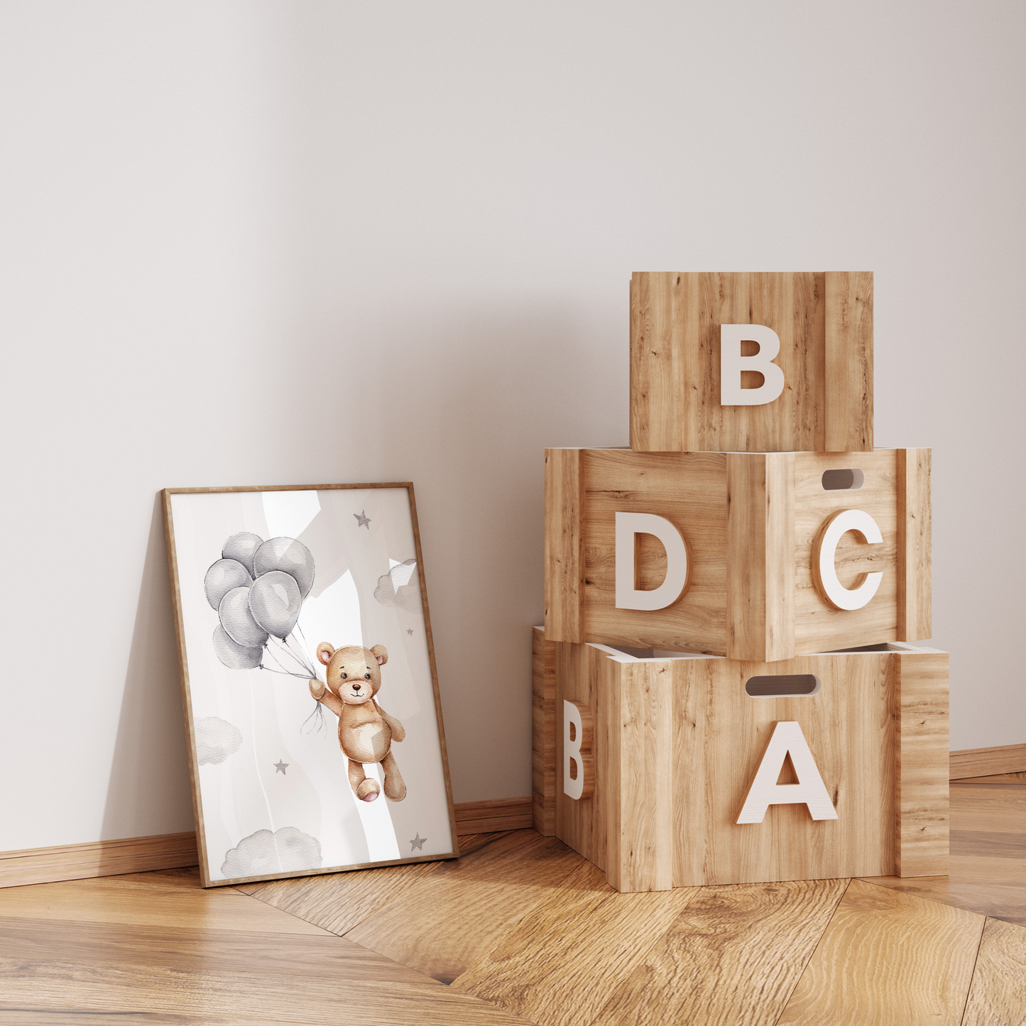 Kinderzimmer Poster | 3er Set A4 | Bär & Regenbogen
