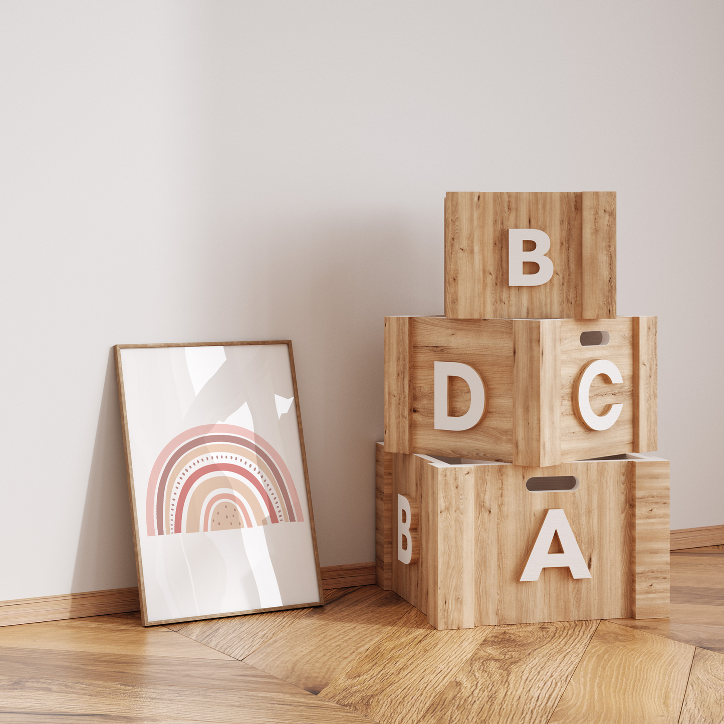 Lernposter | 3er Set A4 | Alphabet ABC Zahlen Regenbogen rosa