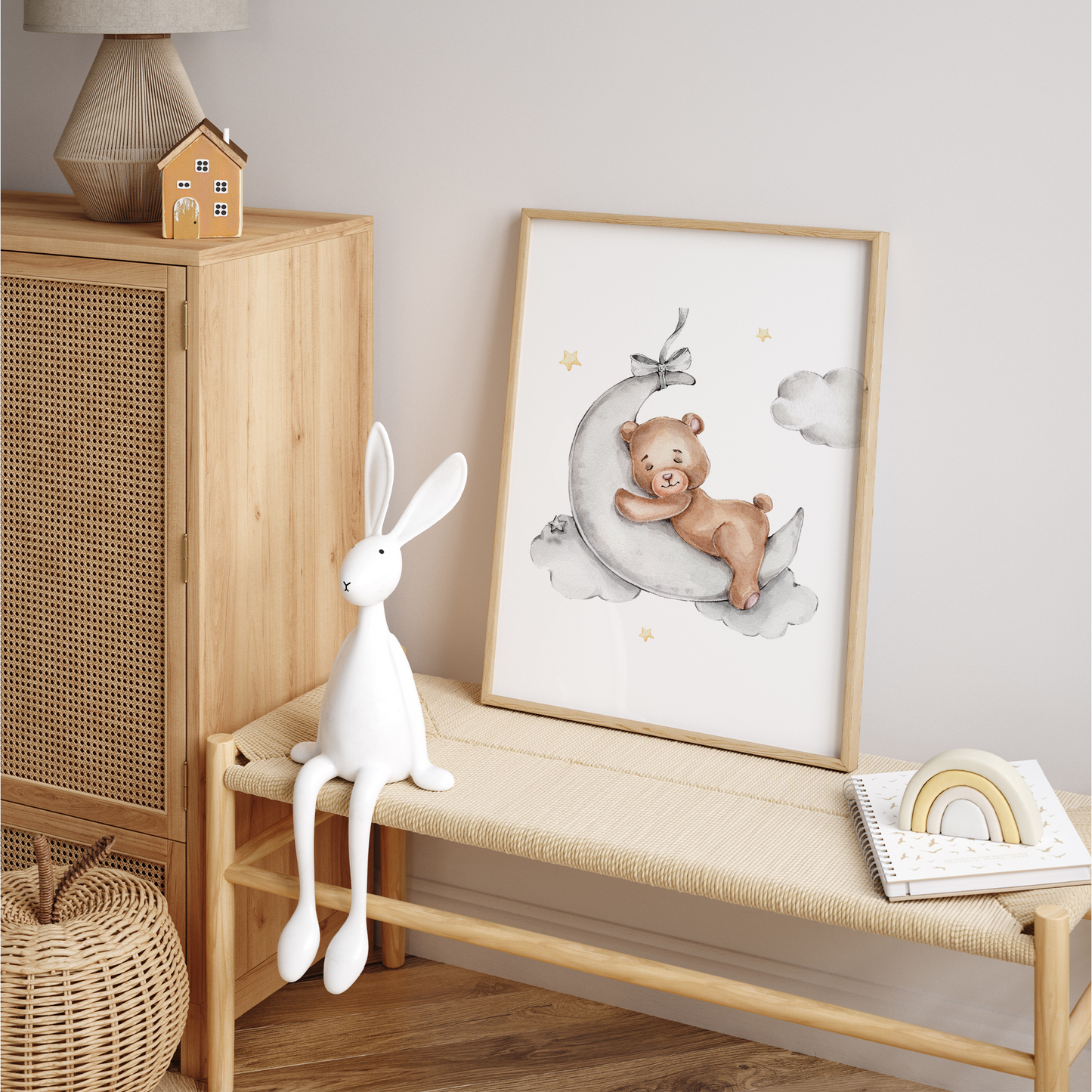 Kinderzimmer Poster | 3er Set A4 | Bär & Mond