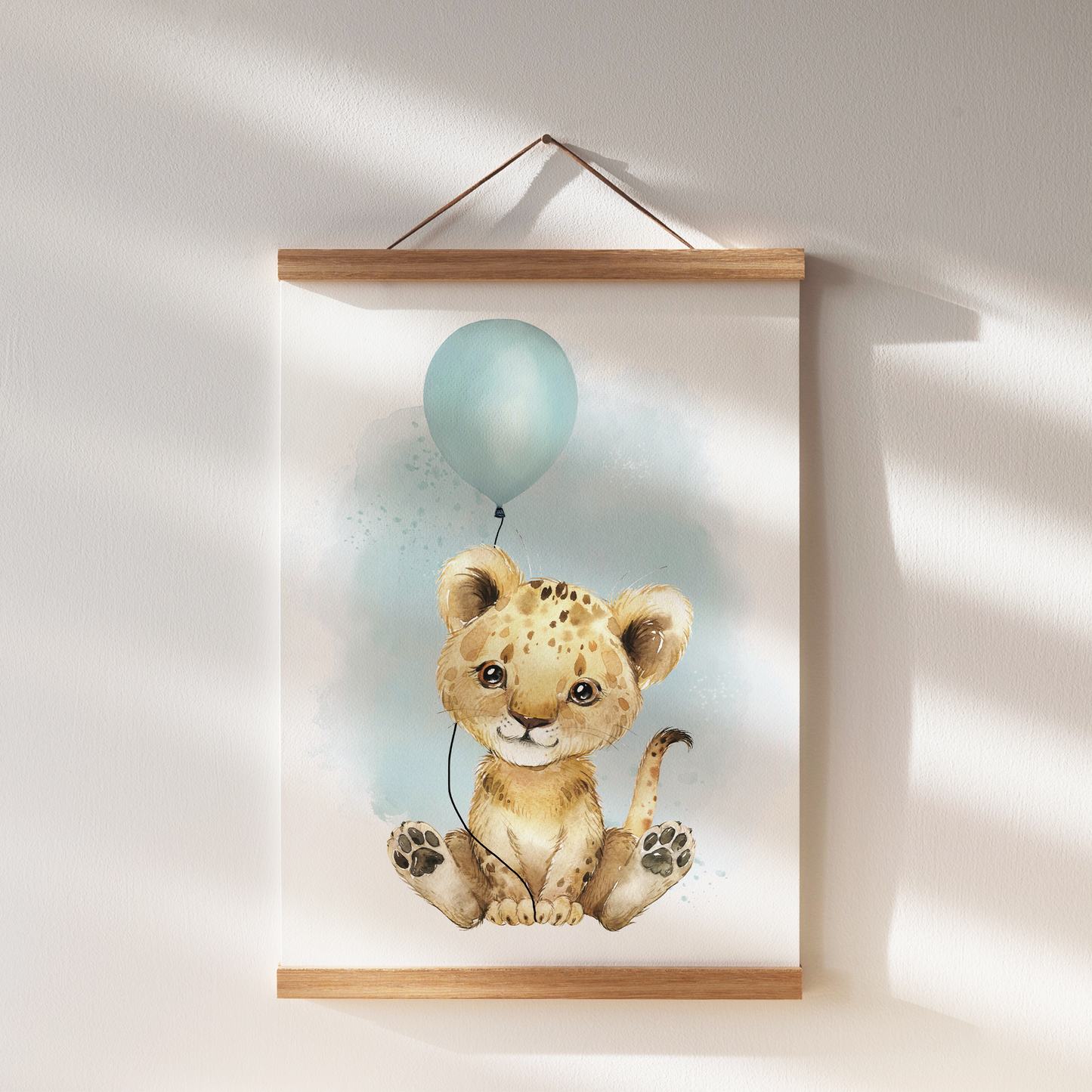 Kinderzimmer Poster | 3er Set A4 | Löwe & Luftballon mint