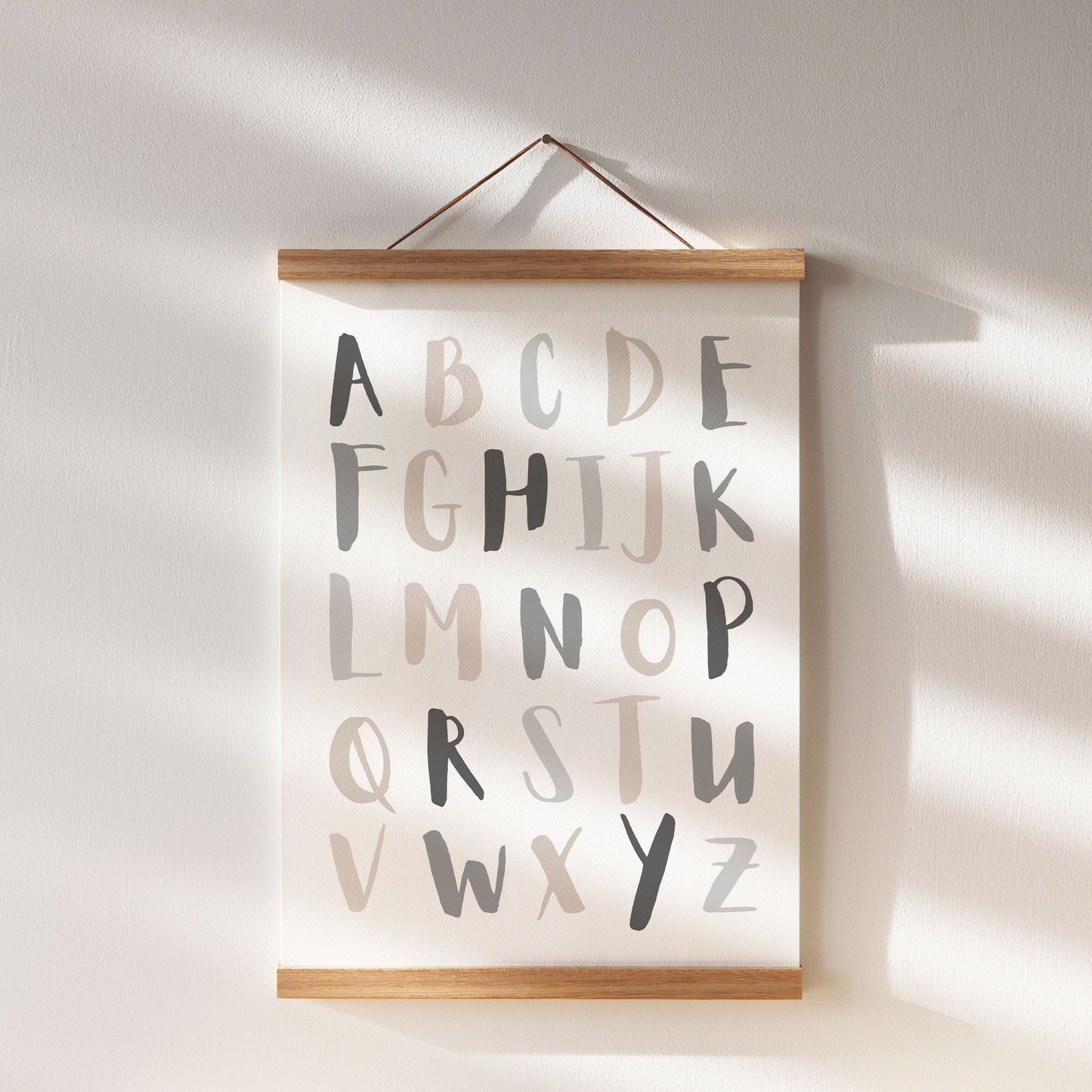 Lernposter | 3er Set A4 | Alphabet ABC Zahlen Regenbogen grau