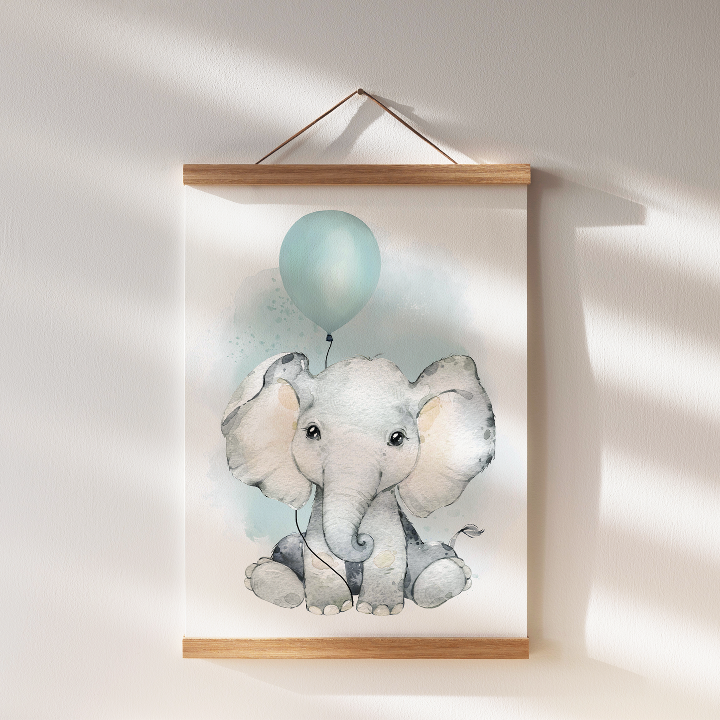 Kinderzimmer Poster | 3er Set A4 | Elefant & Luftballon mint