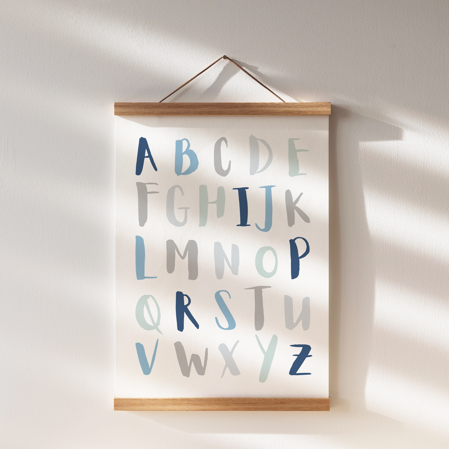 Lernposter | 3er Set A4 | Alphabet ABC Zahlen Regenbogen blau