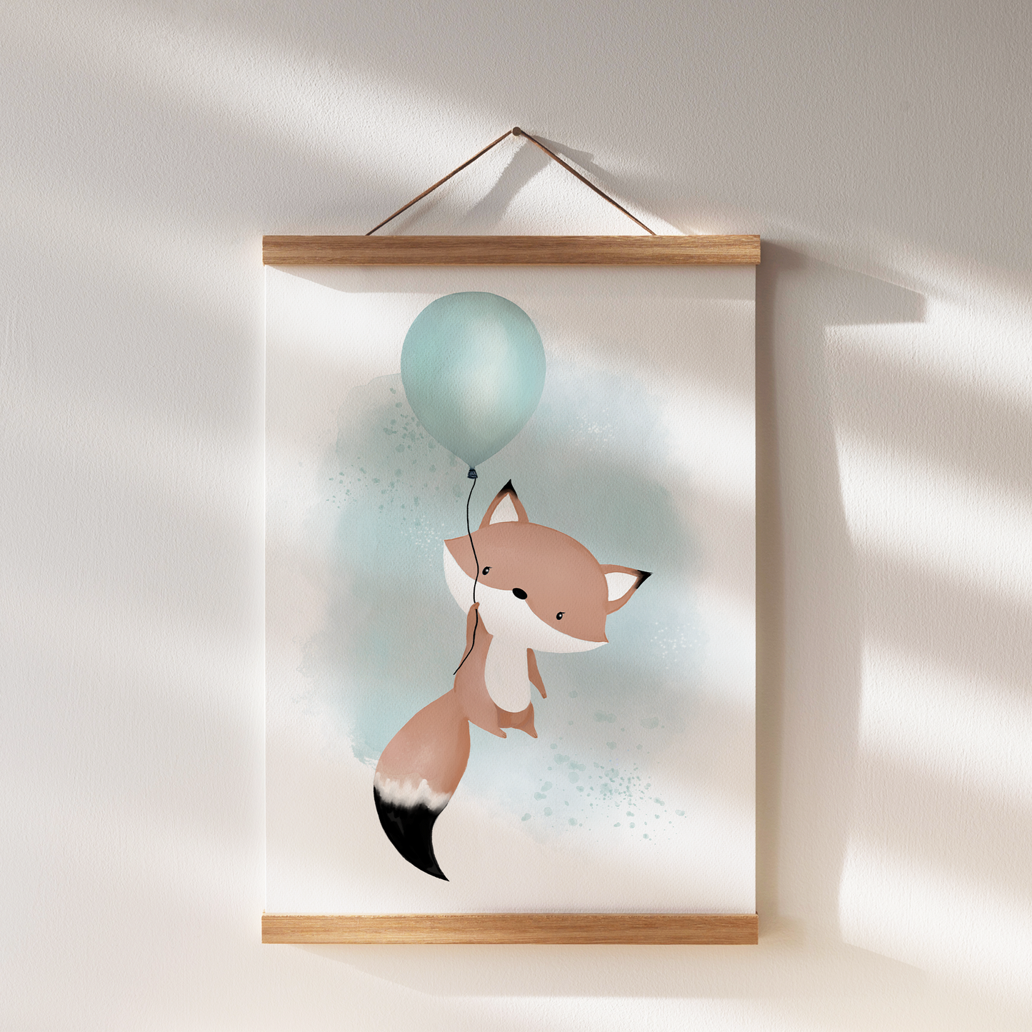 Kinderzimmer Poster | 3er Set A4 | Luftballon & Fuchs mint