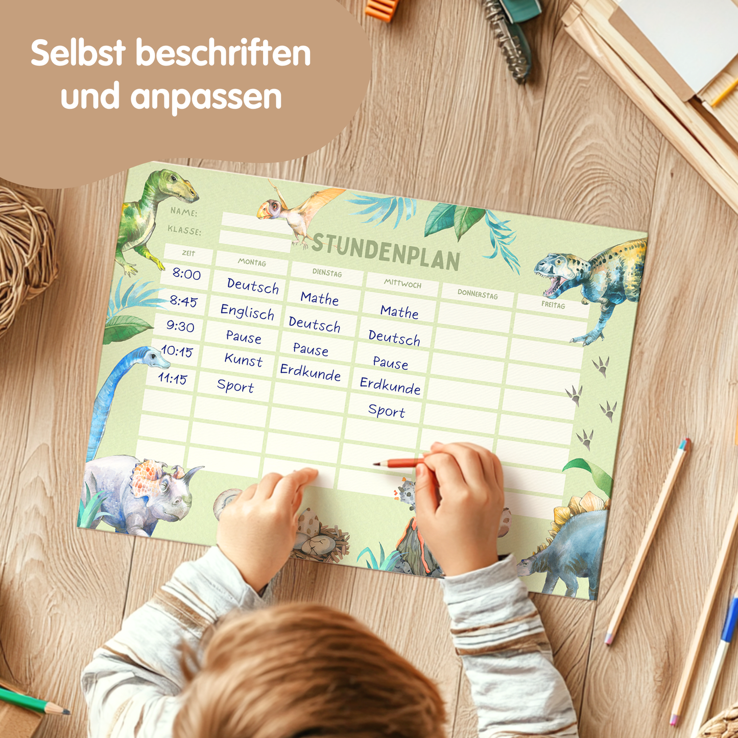 Stundenplan für Kinder | zum Ausdrucken | Dinos