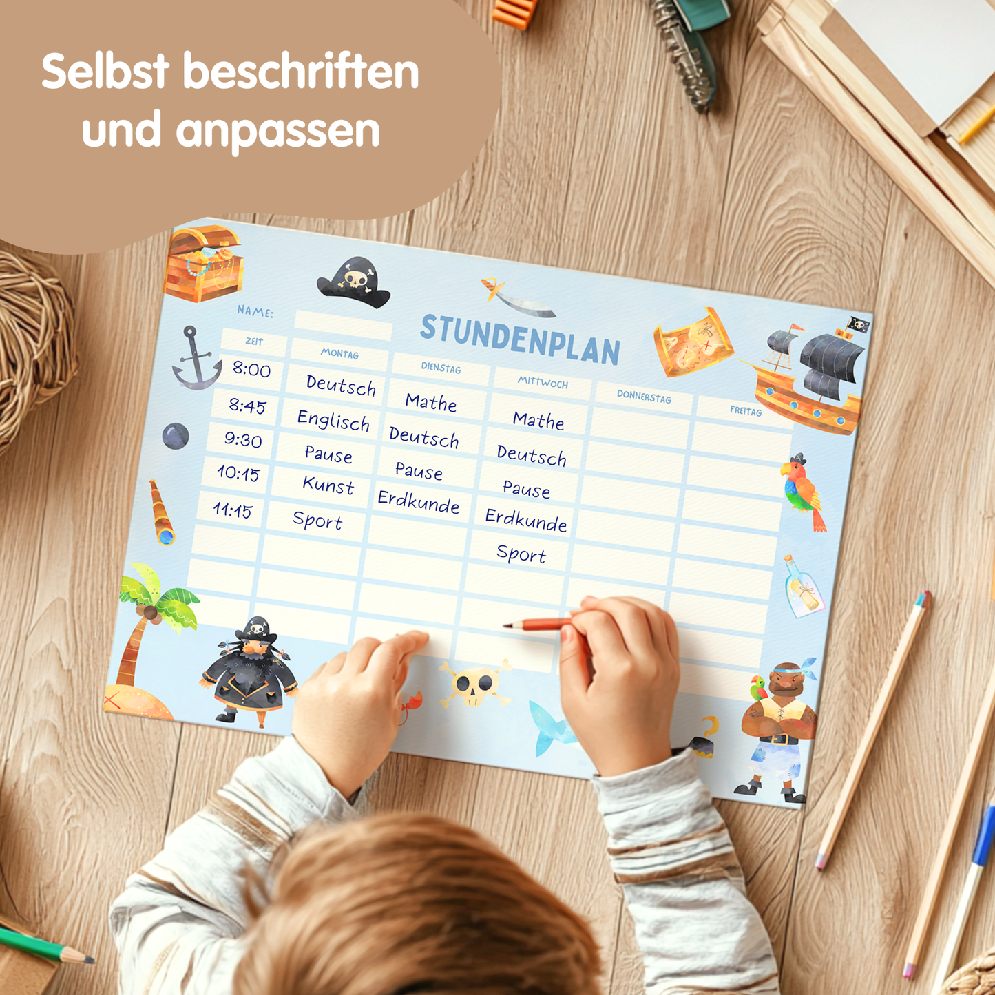 Stundenplan für Kinder | zum Ausdrucken | Piraten