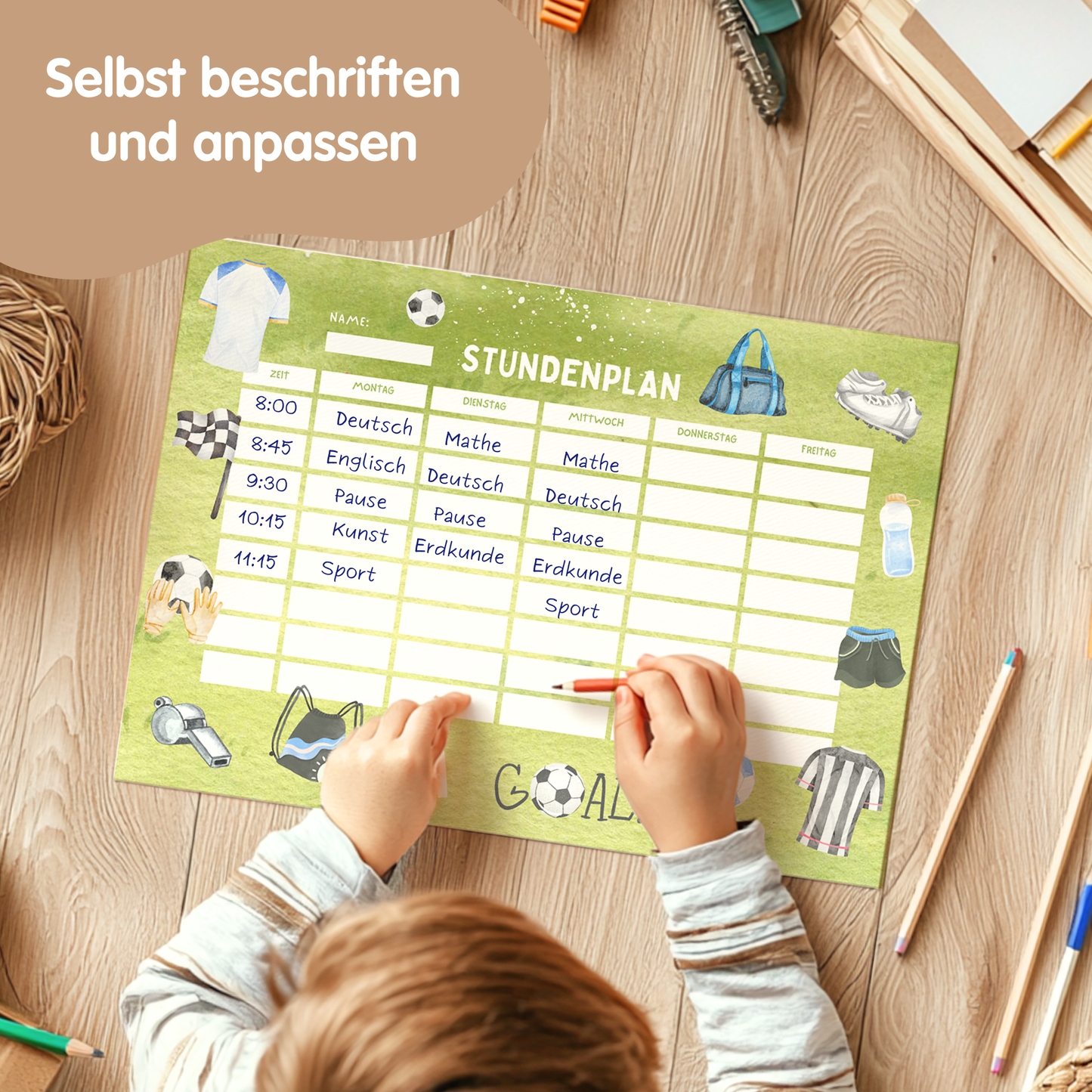 Stundenplan für Kinder | zum Ausdrucken | Fußball