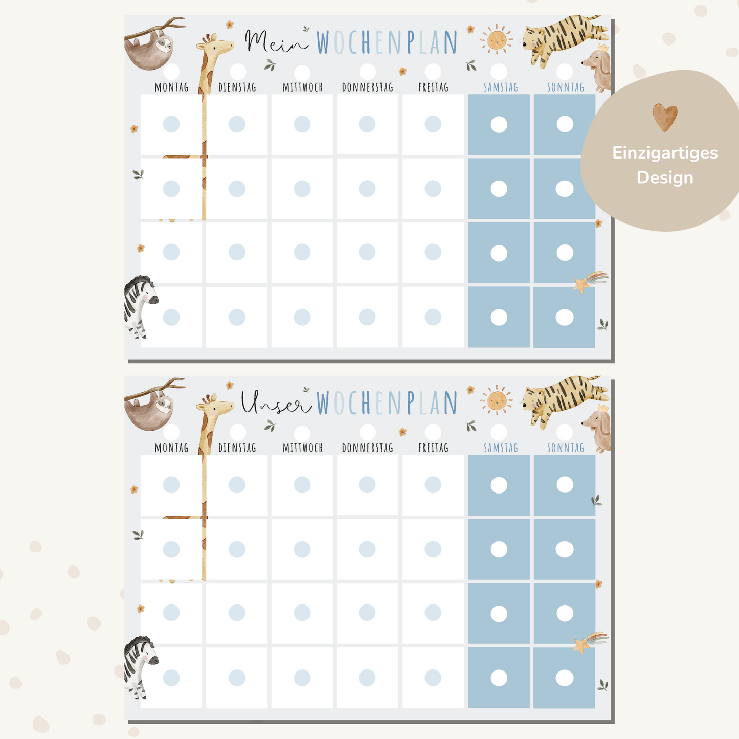 Wochenplan für Kinder | Montessori | zum Ausdrucken | Boho