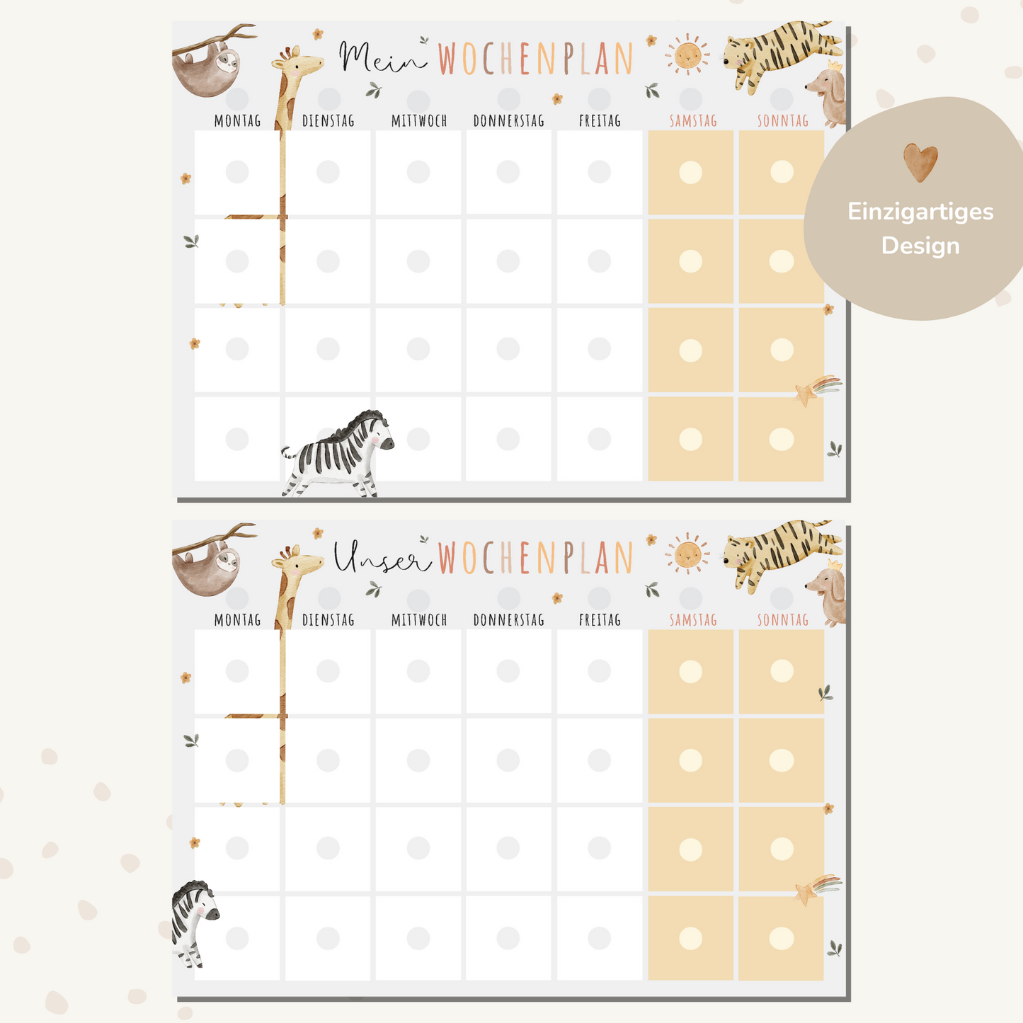 Wochenplan für Kinder | Montessori | zum Ausdrucken | Boho