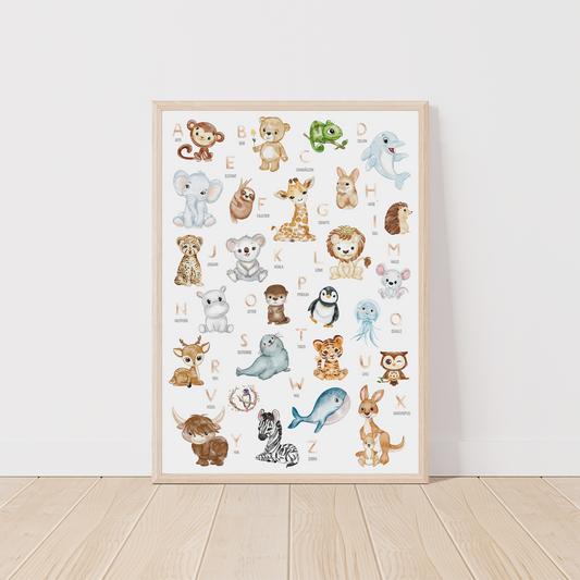 Kinderzimmerposter_Lernposter_ABC_Tiere_A2