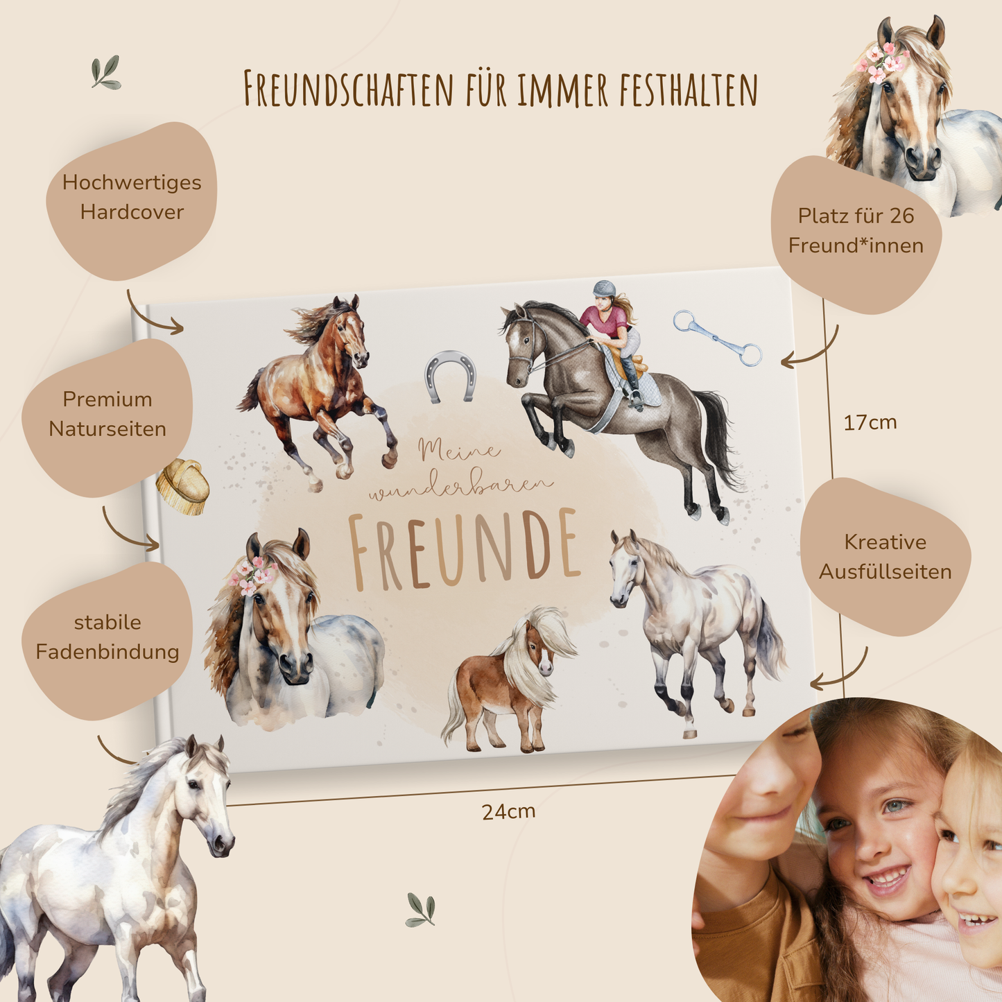 Freundebuch für Kinder | Pferde