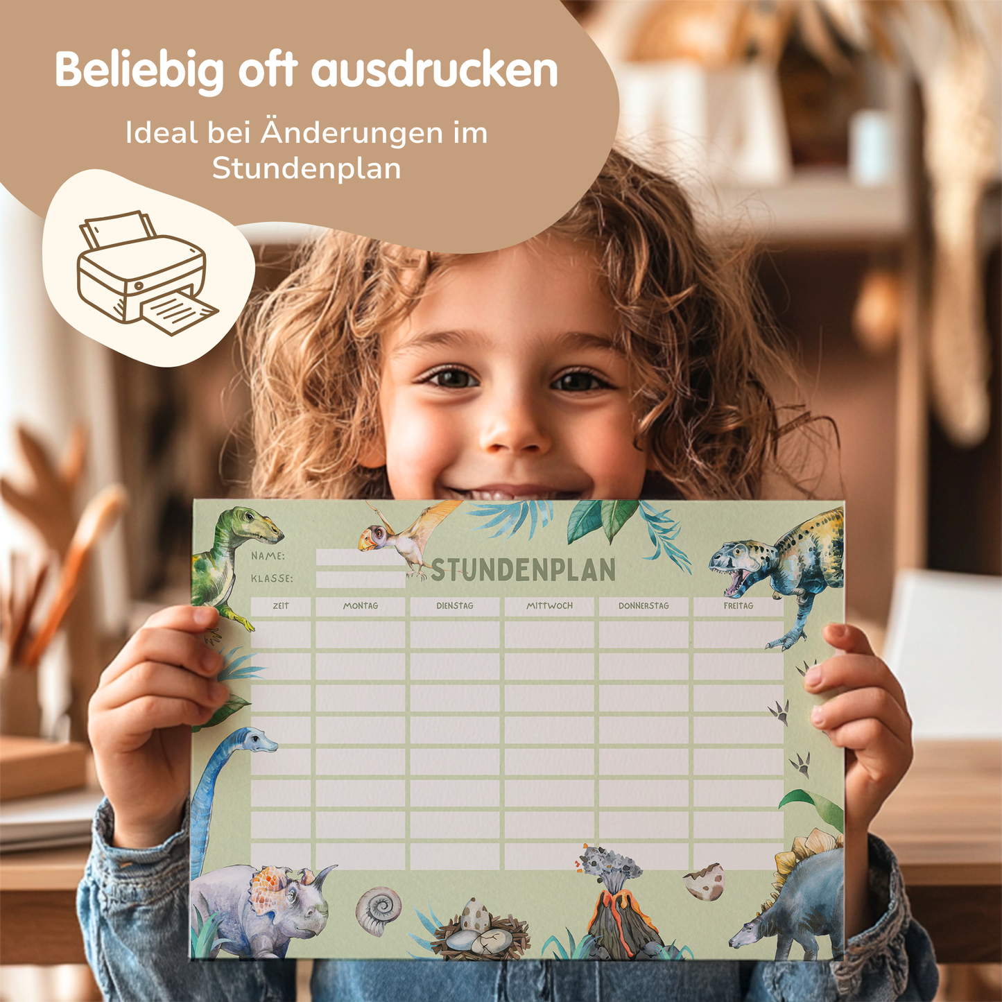 Stundenplan für Kinder | zum Ausdrucken | Dinos