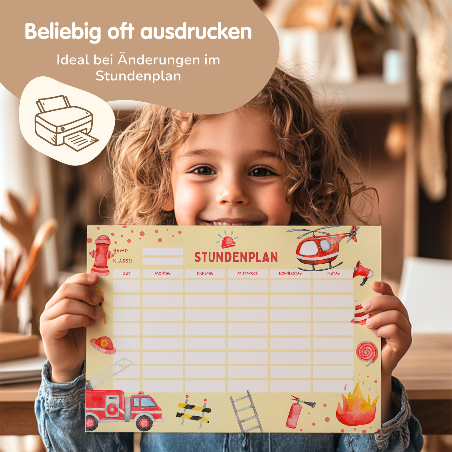 Stundenplan für Kinder | zum Ausdrucken | Feuerwehr