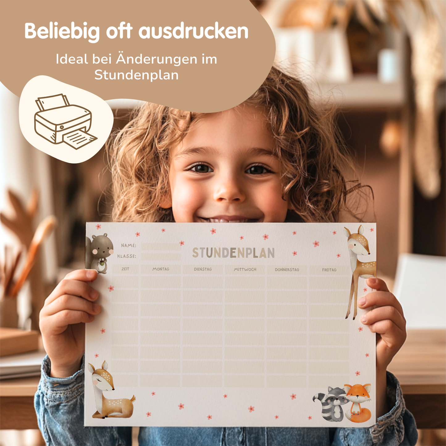 Stundenplan für Kinder | zum Ausdrucken | Süße Tiere