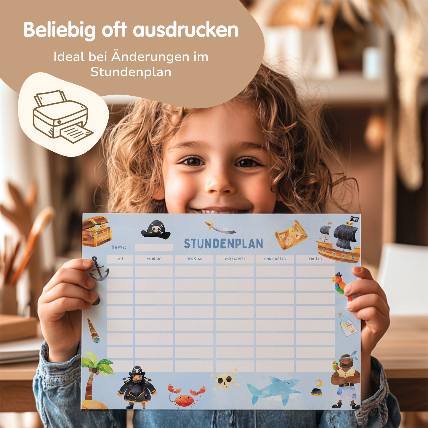 Stundenplan für Kinder | zum Ausdrucken | Piraten
