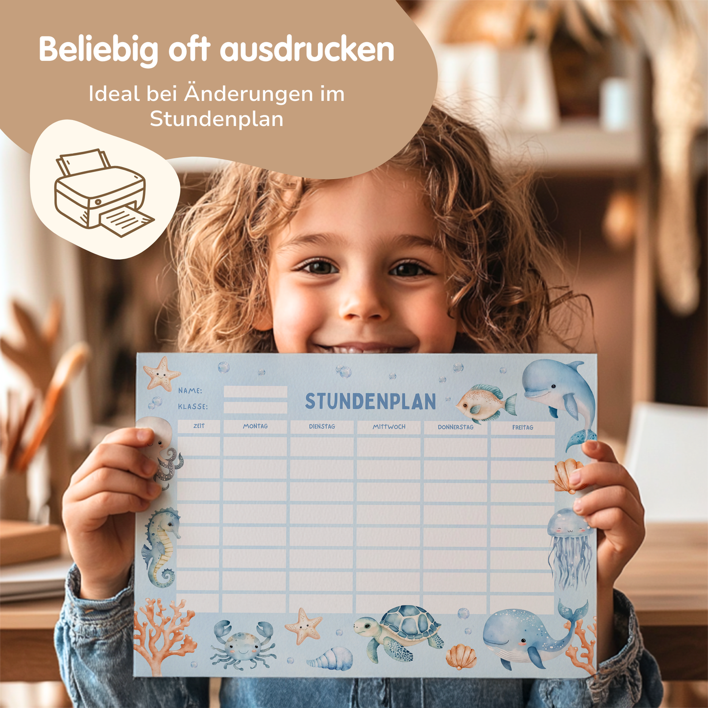 Stundenplan für Kinder | zum Ausdrucken | Unterwasserwelt