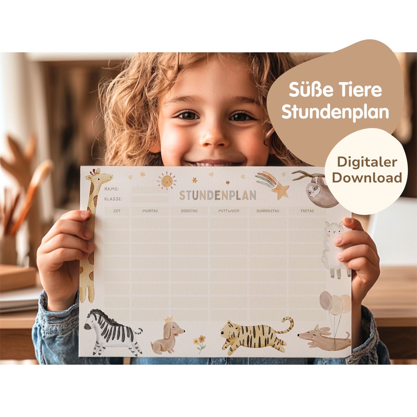 Stundenplan für Kinder | zum Ausdrucken | Boho