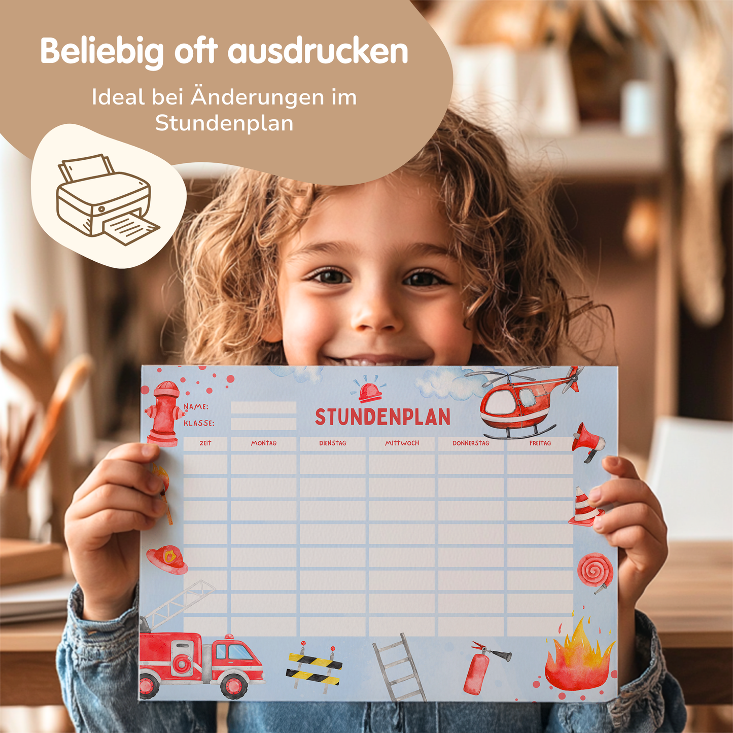 Stundenplan für Kinder | zum Ausdrucken | Feuerwehr