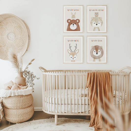 Kinderzimmerposter | 4er Set A4 | Vier Freunde Affirmation