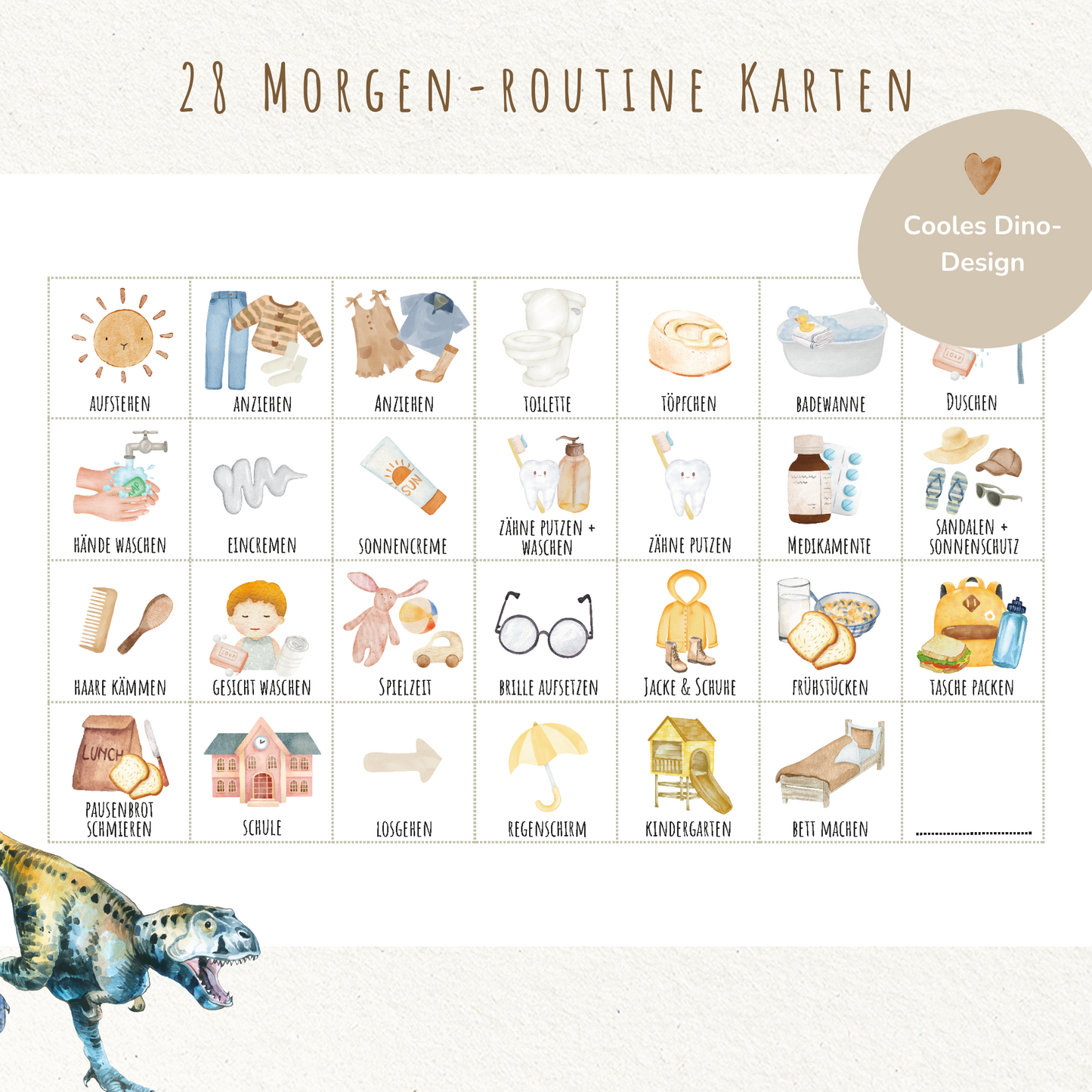 Morgen- & Abendroutine für Kinder | zum sofort Ausdrucken | Dino