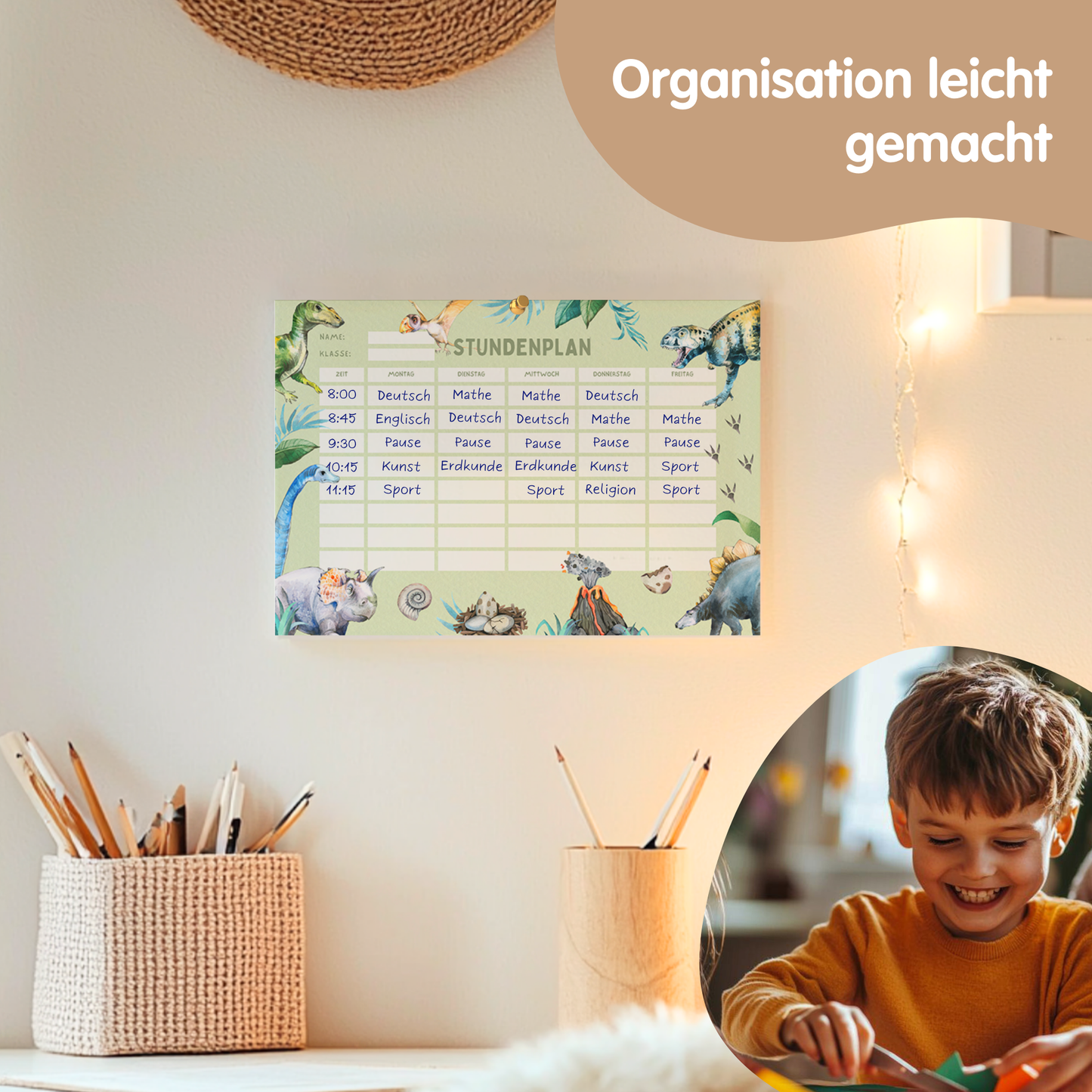 Stundenplan für Kinder | zum Ausdrucken | Dinos