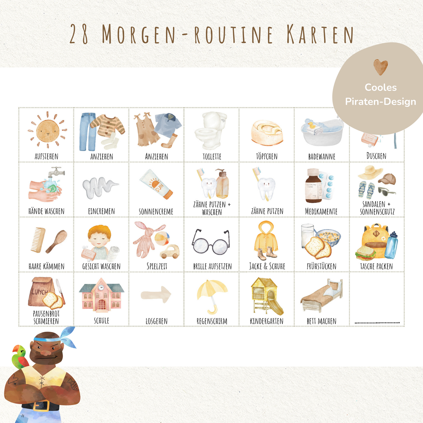 Morgen- & Abendroutine für Kinder | zum sofort Ausdrucken | Pirat