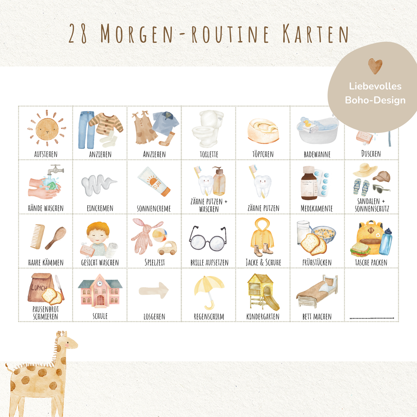Morgen- & Abendroutine für Kinder | zum sofort Ausdrucken | Boho