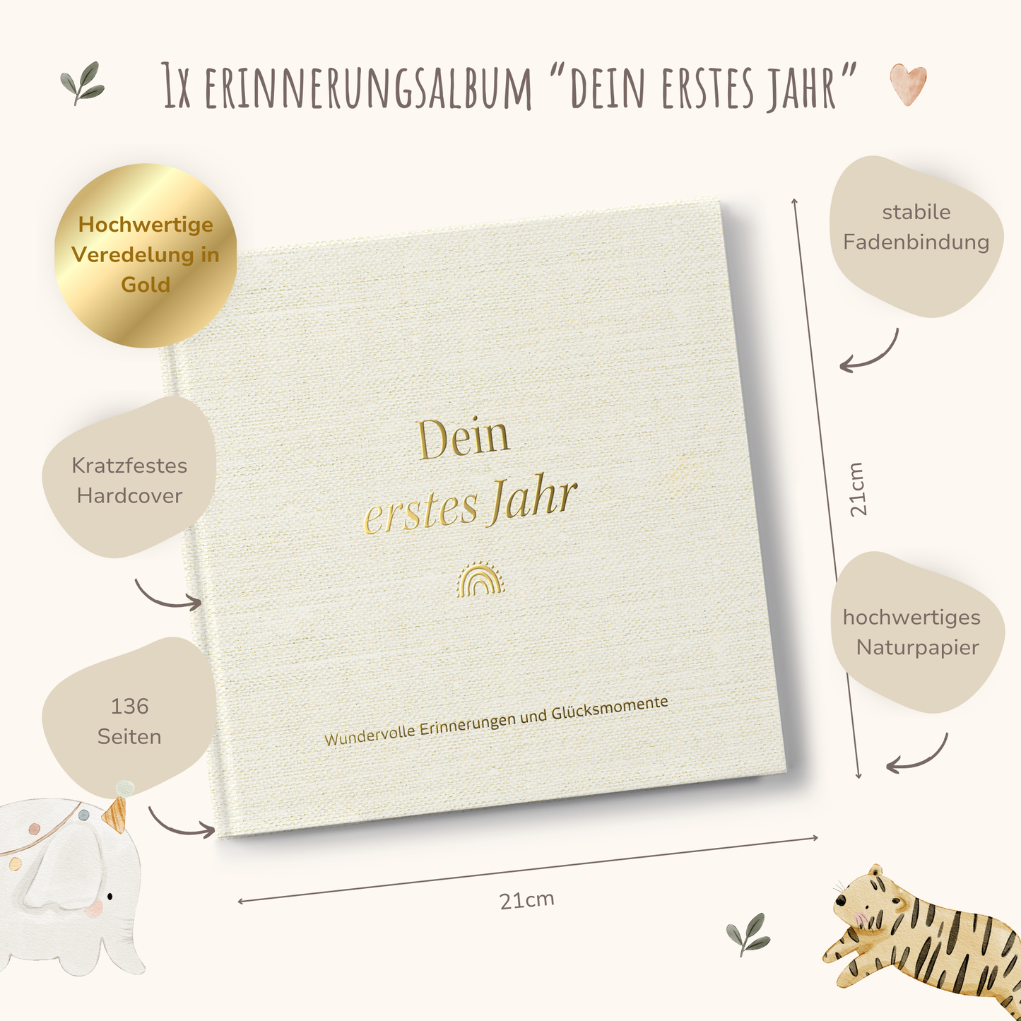Geschenk Schwangerschaft & Geburt – Leinenbücher Set „Liebe im Bauch“ & „Mein erstes Jahr“
