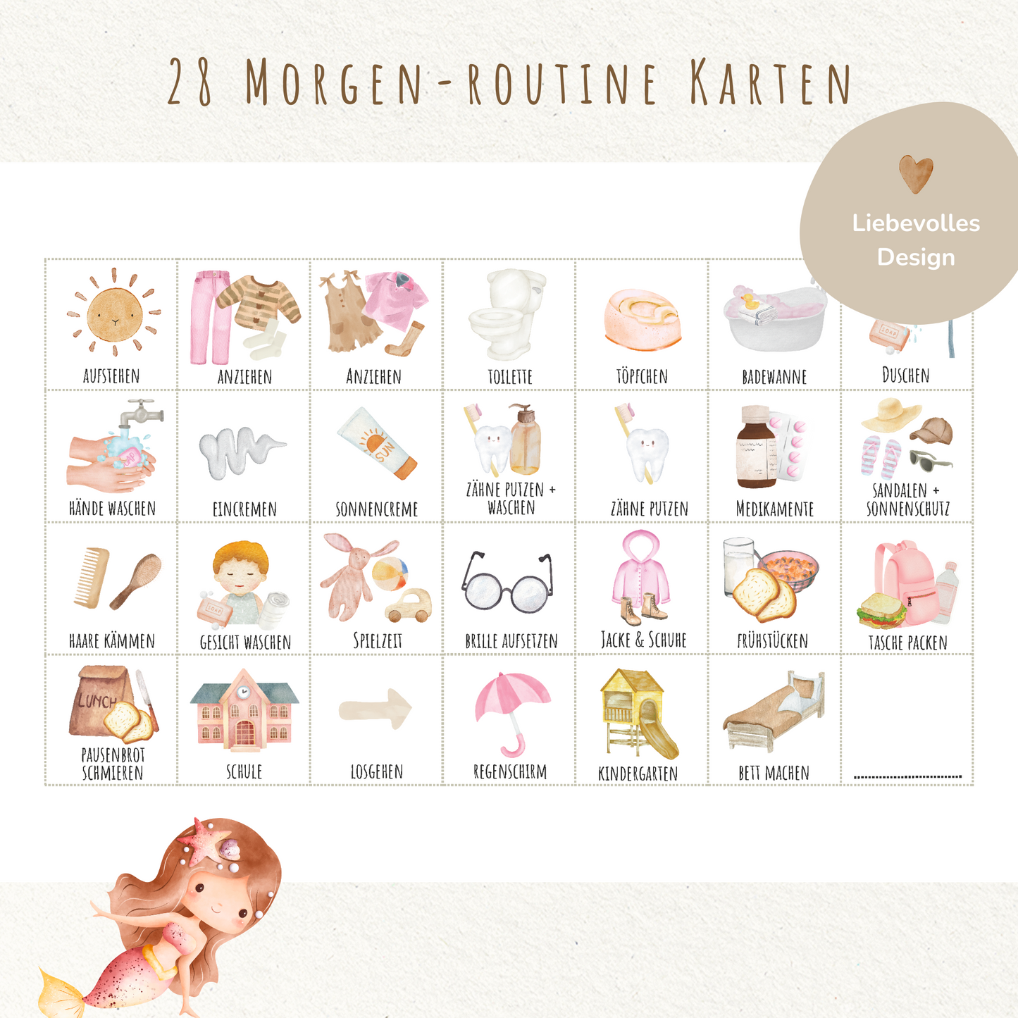 Morgen- & Abendroutine für Kinder | zum sofort Ausdrucken | Meerjungfrau