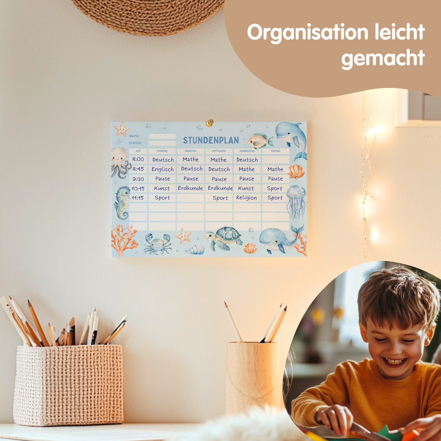 Stundenplan für Kinder | zum Ausdrucken | Unterwasserwelt