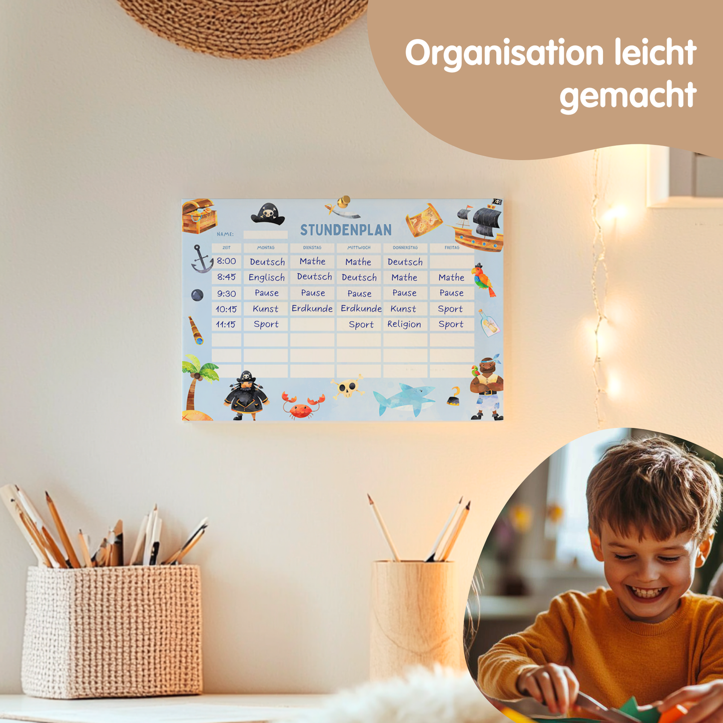 Stundenplan für Kinder | zum Ausdrucken | Piraten