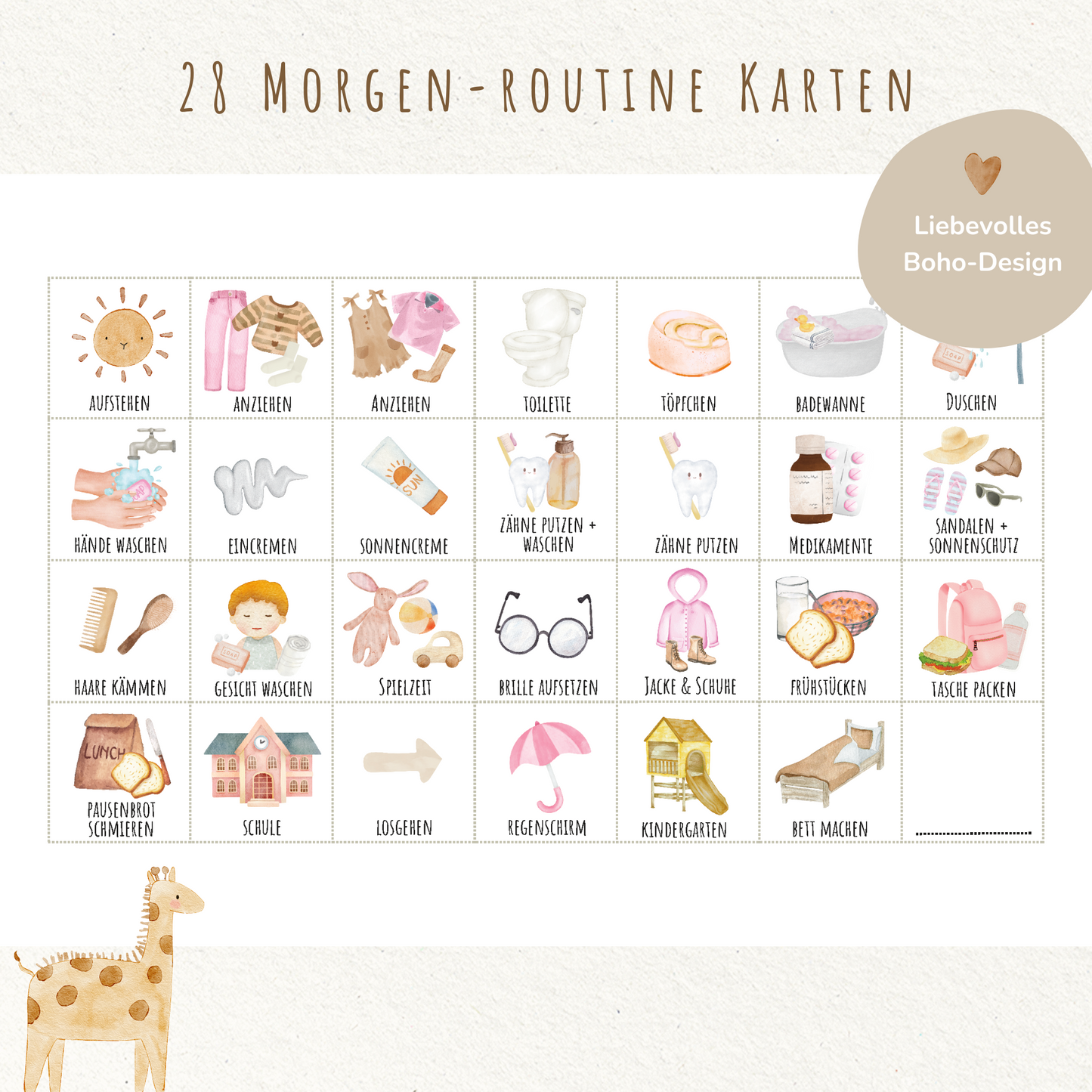 Morgen- & Abendroutine für Kinder | zum sofort Ausdrucken | Boho