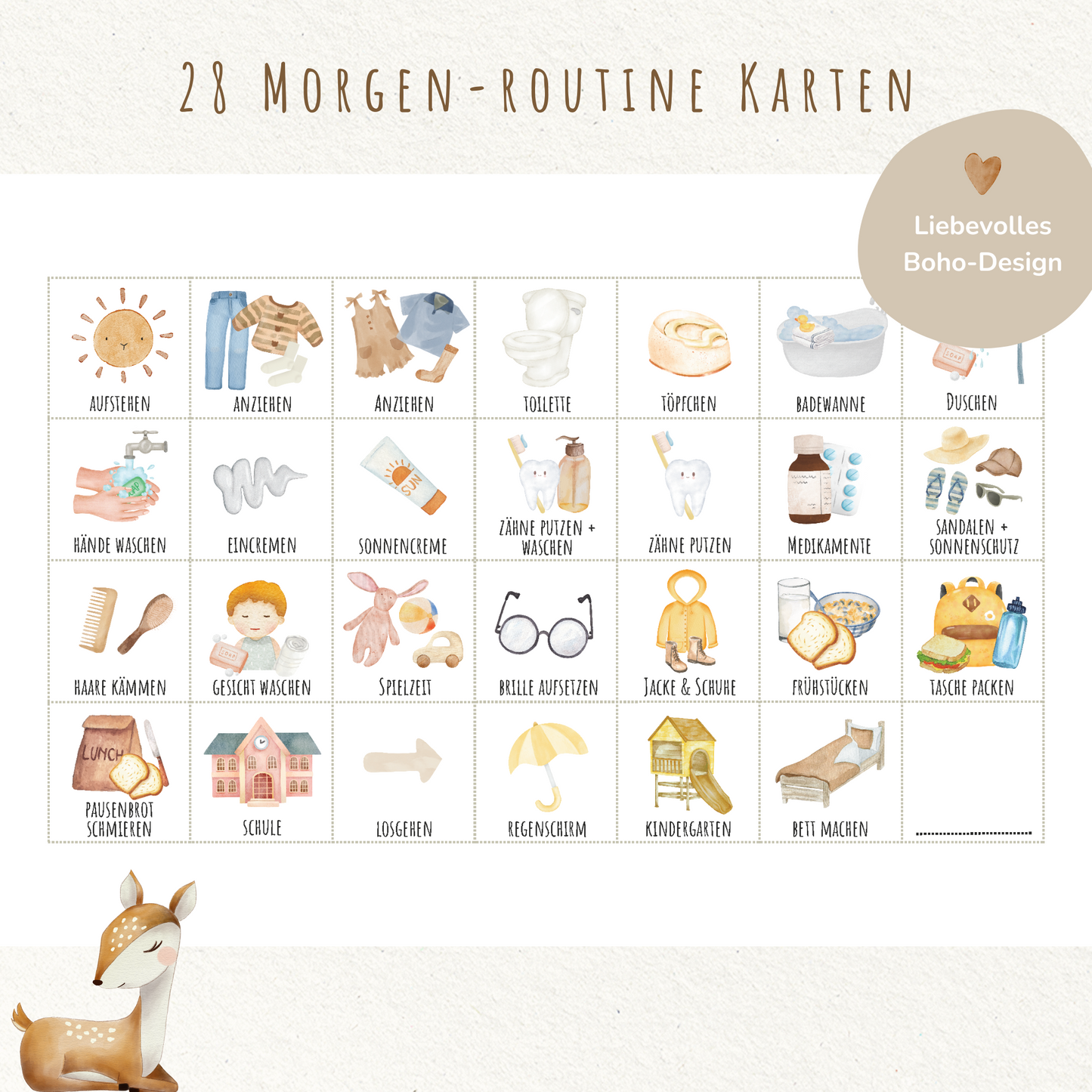 Morgen- & Abendroutine für Kinder | zum sofort Ausdrucken | Süße Tiere