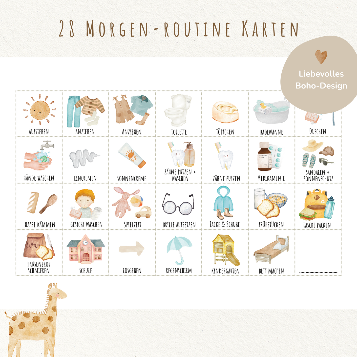 Morgen- & Abendroutine für Kinder | zum sofort Ausdrucken | Boho