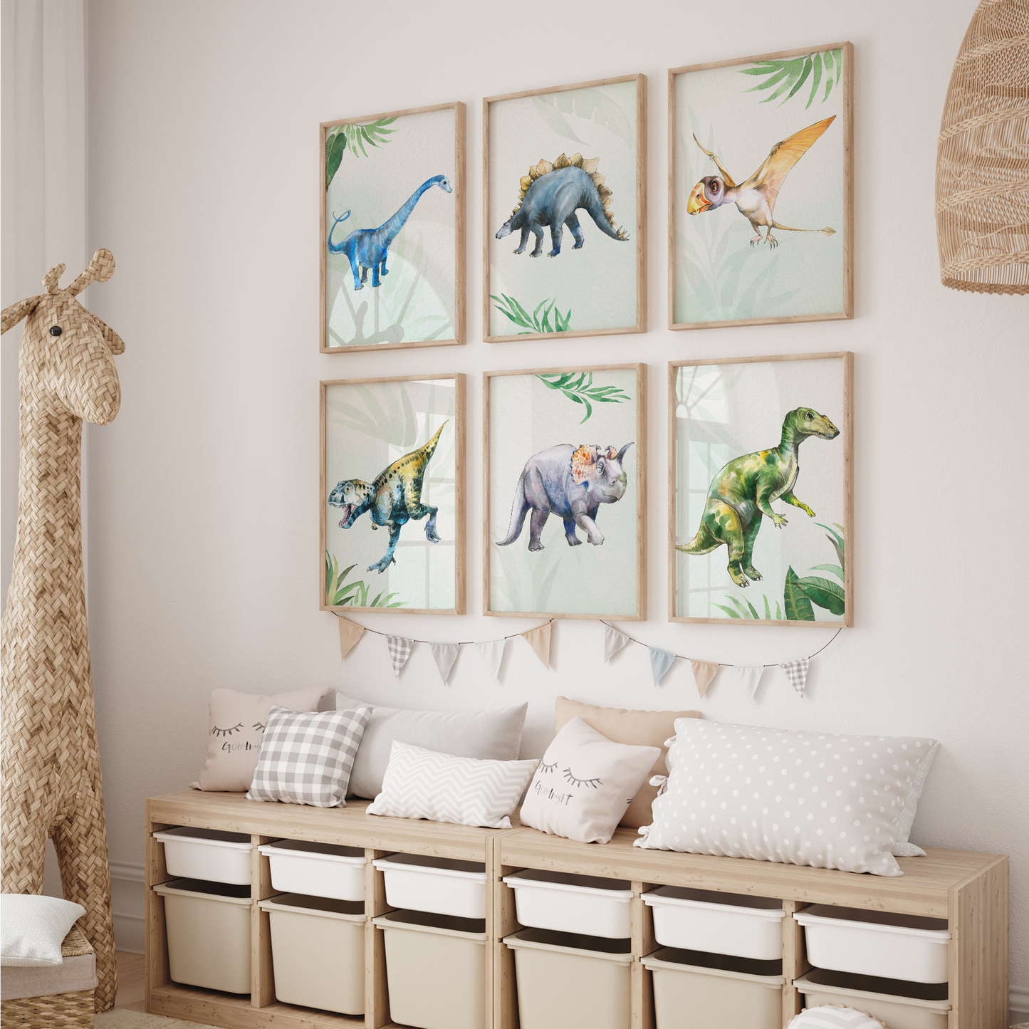 Kinderzimmerposter | 6er Set A4 | Dino Poster