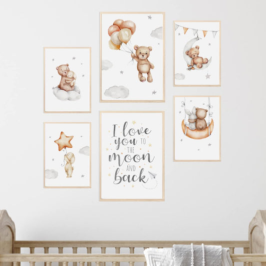 Kinderzimmerposter_Bär_Luftabllons_A4_A5_Sterne