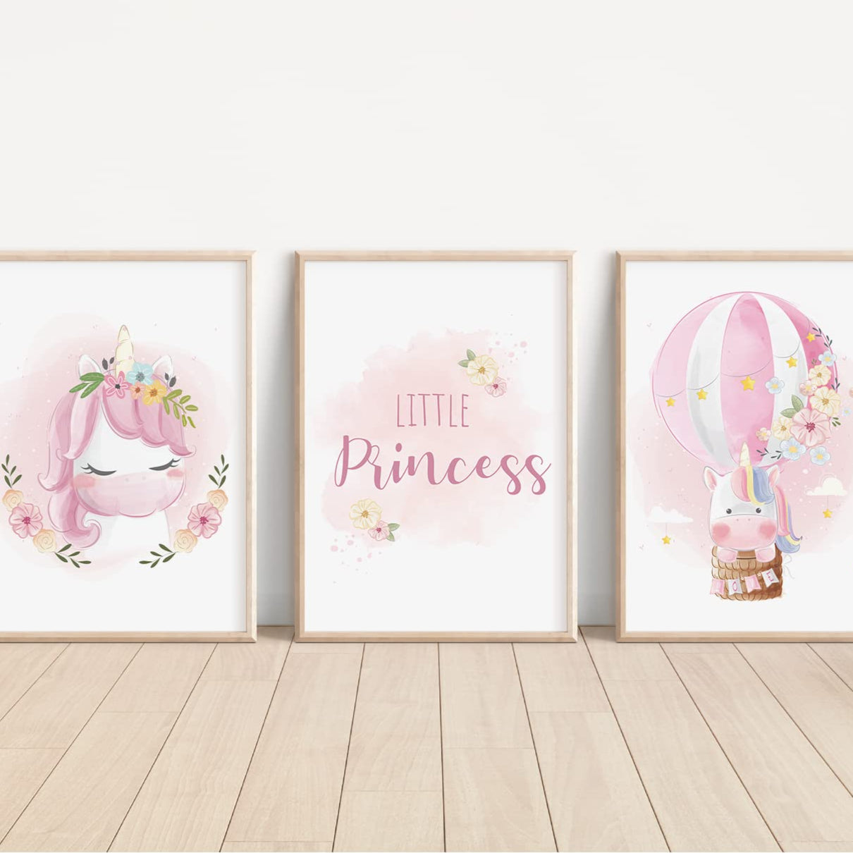 Kinderzimmerposter_Einhörner_pink_A4_3er_Set