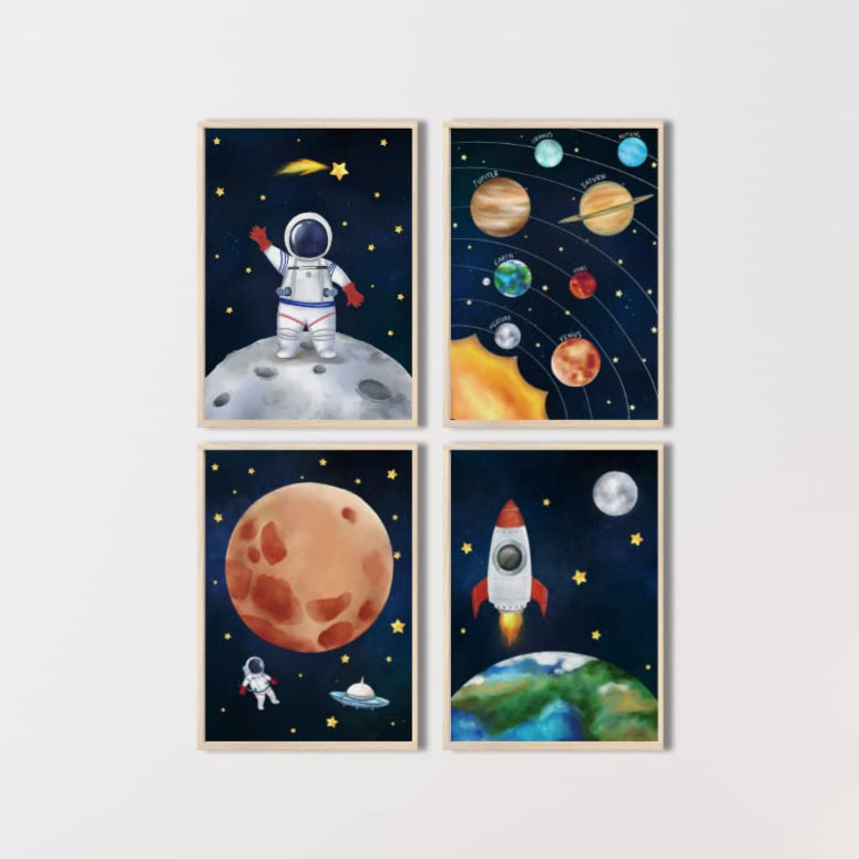 Kinderzimmerposter_Astronauten_A4_4er_Set