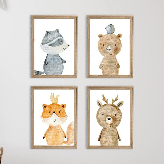 Kinderzimmerposter_Tier_auf_Tier_A4_4er_Set