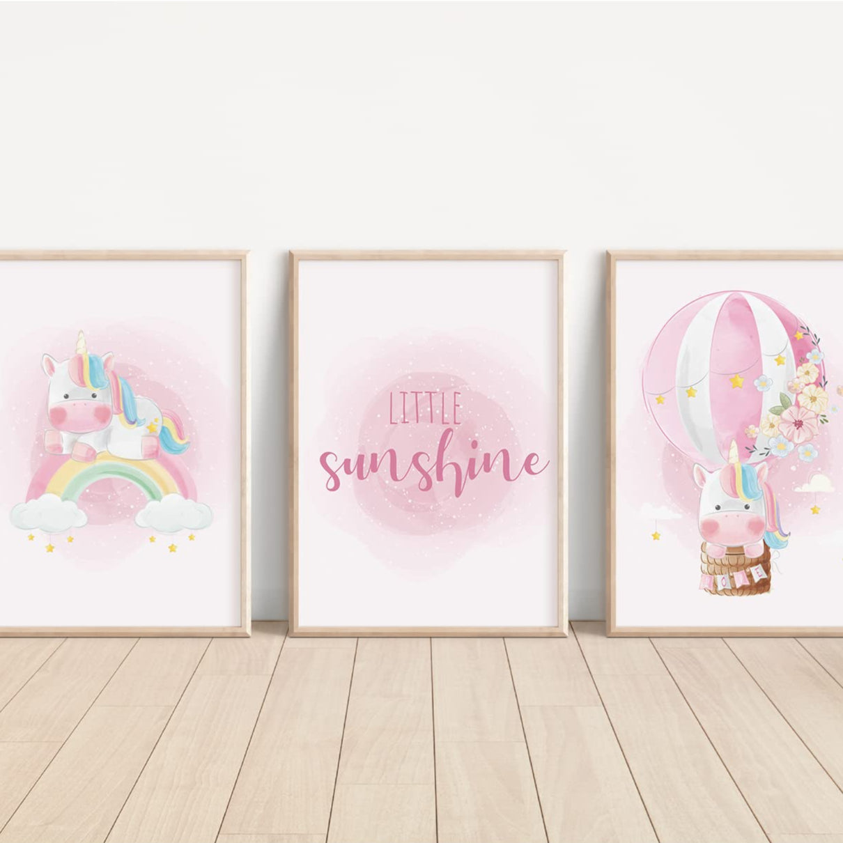 Kinderzimmerposter_Einhörner_pink_A4_3er_Set